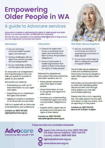 Services sheet with content lady in blue floral shirt