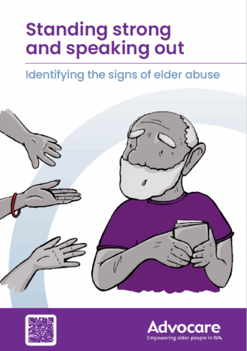 Cover of booklet - concerned man being harrasssed by people's hands