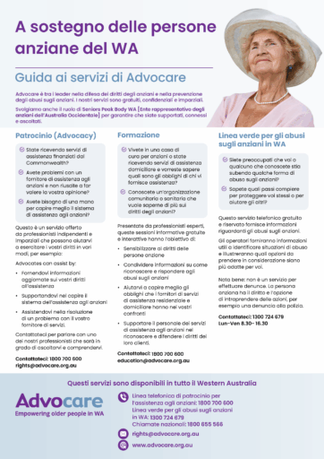 Service sheet in Italian